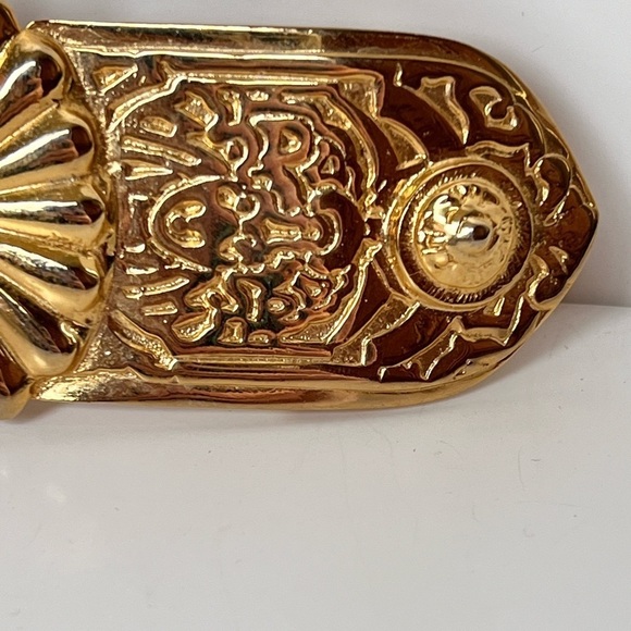 Vintage Gay Boyer 1980s Goldtone Floral Etched Belt RARE Retro Glam Collectible main image 5